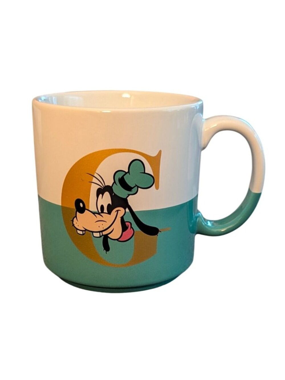 Disney Goofy "Means Well" 15 Oz Green & White Stoneware Mug
